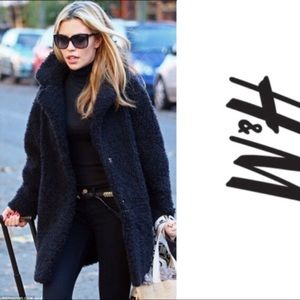 NWOT H&M Teddy Coat - Black